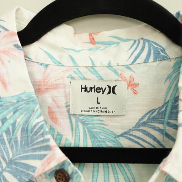NWT Hurley Mens Shirt Bungalow Floral Short Sleeve Button Down Hawaiian Size L - Picture 4 of 8